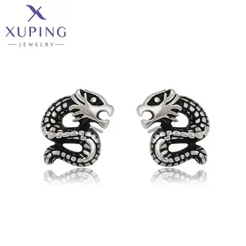 95878 XUPING Jewelry Fashion Stainless Steel Jewelry Earrings Dragon Style Loong Design Black Gun Color Stud Earrings