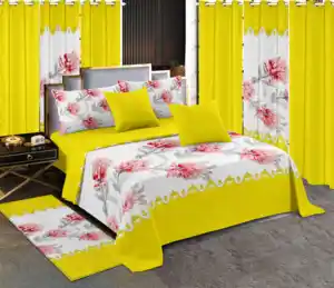 2026 Luxury Wholesale BedSheet Set 13 Piece king Size Fitted Sheet Bedding Sheet Set with Matching Curtains