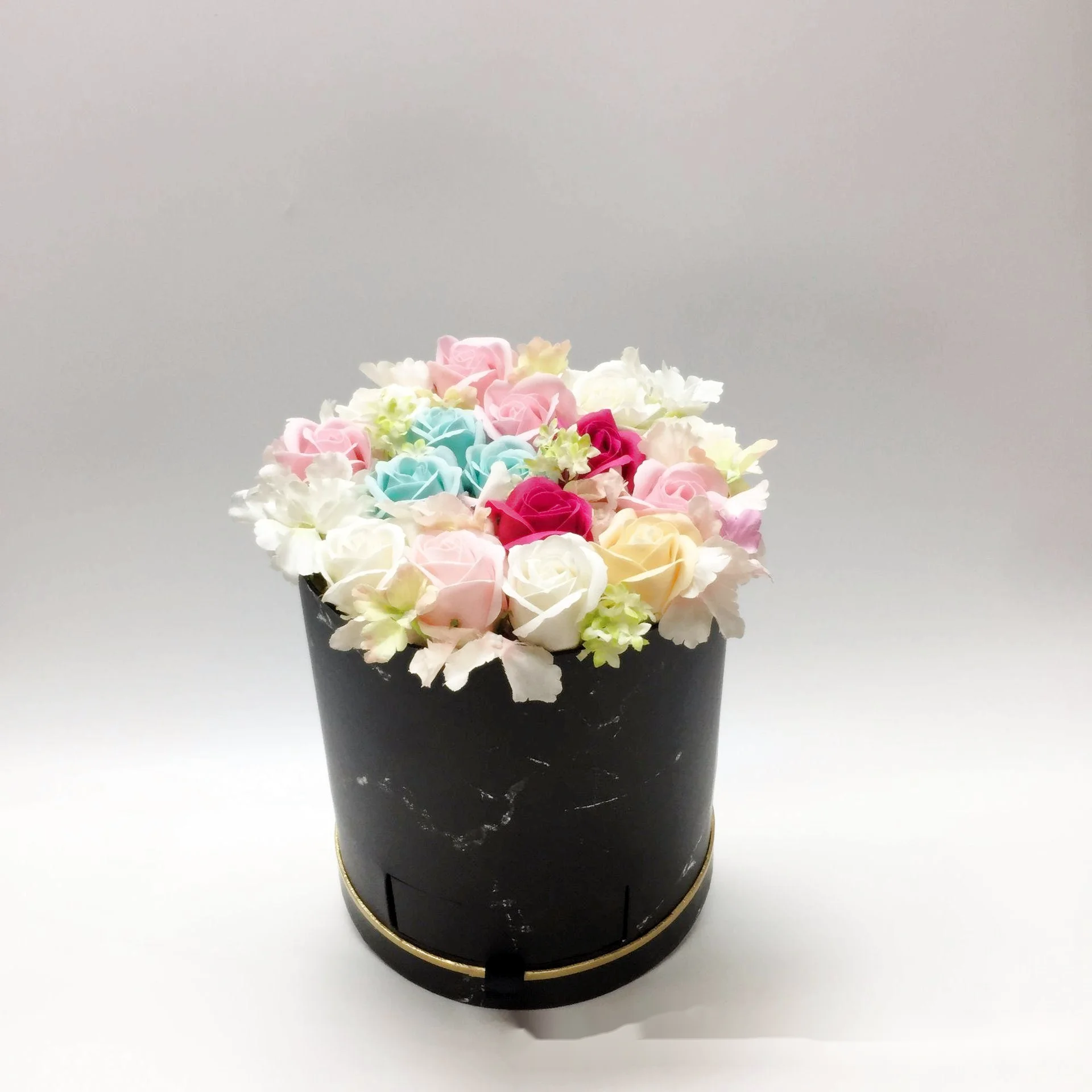 Best Selling Marble Pattern Round Box Wholesale Cardboard Flower Boxes with Drawer Glossy & Matt Lamination Printing Handling