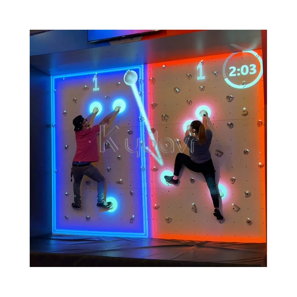 Kydavr Interactive Push Led Light Button Climb Wall Physically Challenge Gaming Room Activate Kids Rope Climbing Games