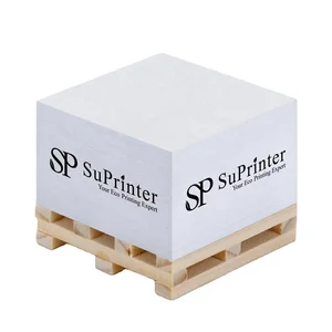 Custom Business Logo Printing Notecube Wooden Pallet Adhesive 3D Block Sticky Notes  Memo Pad Square Cubes With Pallet