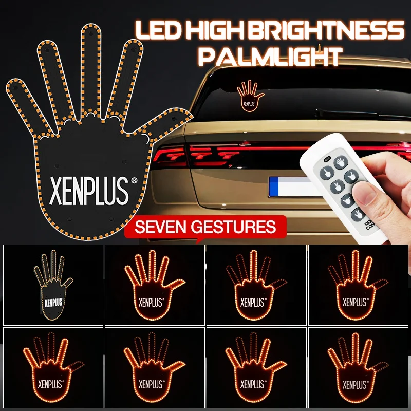 XENPLUS Original Seven 7 Modes Flik Me Middle Finger Car Light on Car Window Car Decoration Accessories Auto Lighting System