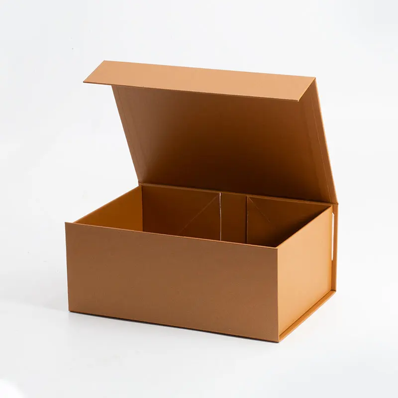 Elegant Copper Color Empty Retail Magnetic Gift Paper Boxes with Ribbon