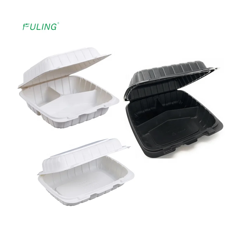 Factory Oem Restaurant Takeout Rectangular Plastic Tray Disposable Food Containers Clam Shell Food Black to Go Boxes