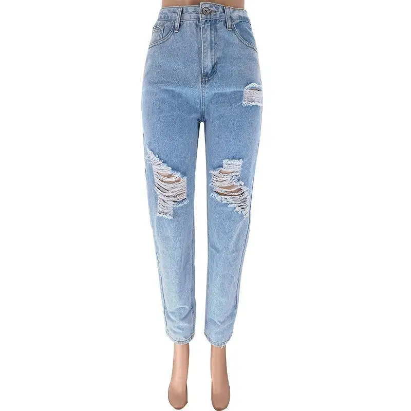 Jeans con detalle desgarrado de lavado con lejía, jeans de mamá de talle  alto con estampado de estrellas y desgastados, jeans de mezclilla y ropa  para
