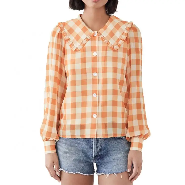 Orange Gingham Shirts Custom Peter Pan 