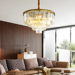 Modern Crystal Chandelier Lighting Round Chandelier Hanging Pendant Ceiling Light for living room