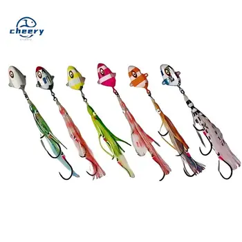CHEERY J18+HK025 100g 150g 200g 250g 300g Saltwater Fishing Metal Jigging Lure Inchiku Hard Metal Jig Bait with Squid Skirt Hook – Metal Jig – view 2