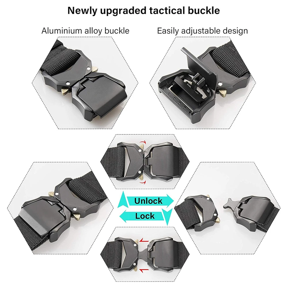 Wear-resistant Tactical Belt Hiking Rigger Nylon Web Work Belt with Heavy Duty Quick Release Buckle