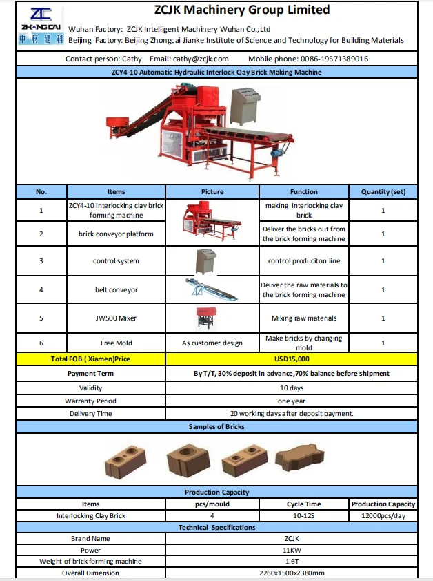 ZCY4-10 Automatic Interlocking Clay Soil Brick Making Machine Paving ...