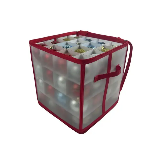 Plastic Christmas Ornament Storage  Box with Zippered Closure Store up to 64 of the 3 inch Standard Christmas Ornament