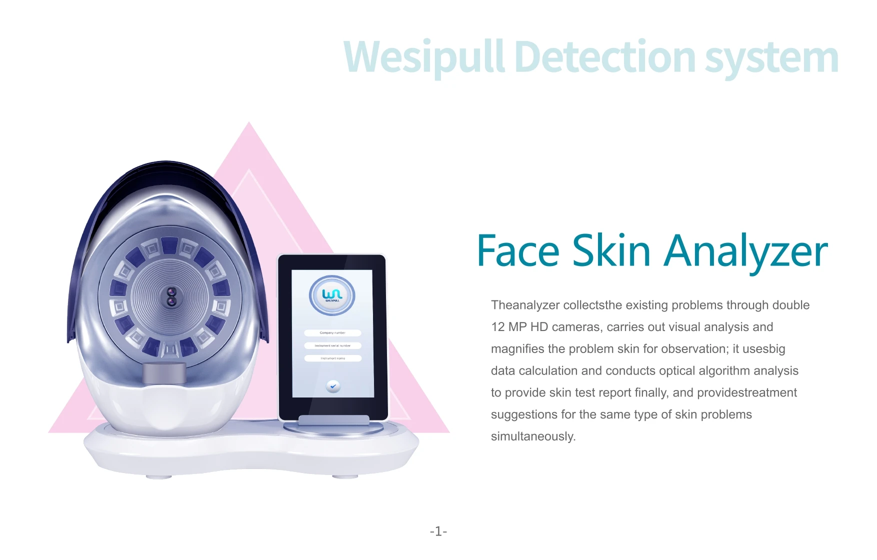 3D Intelligent Digital Skin Analyzer with 1200 Pixels Facial Skin Analyzer