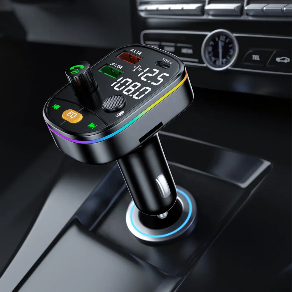 New V5.0 Q10 FM Transmitter EQ Charger Ev USB Type-C PD Fast Charging Car Play Adapter Wireless FM Radio MP3 Player for Car