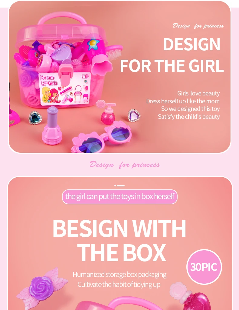 Wholesale Pink Makeup Set Children's Toys Child Plastic Pretend Play Makeup Toys