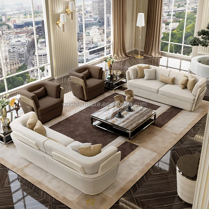 Luxury Italian Custom Leather Sectional Sofa Set High-Class Modern ...