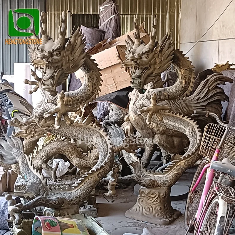Antique Bronze Dragon Garden Statue - Metal Animal Sculpture OEM