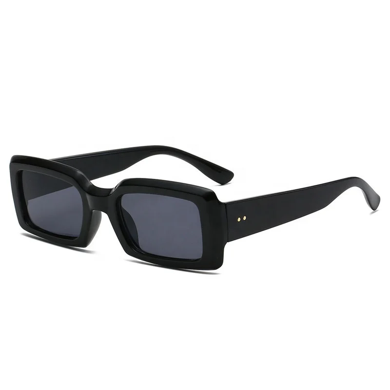 Retro 90s Nude Rectangle Sunglasses - Trendy & Versatile