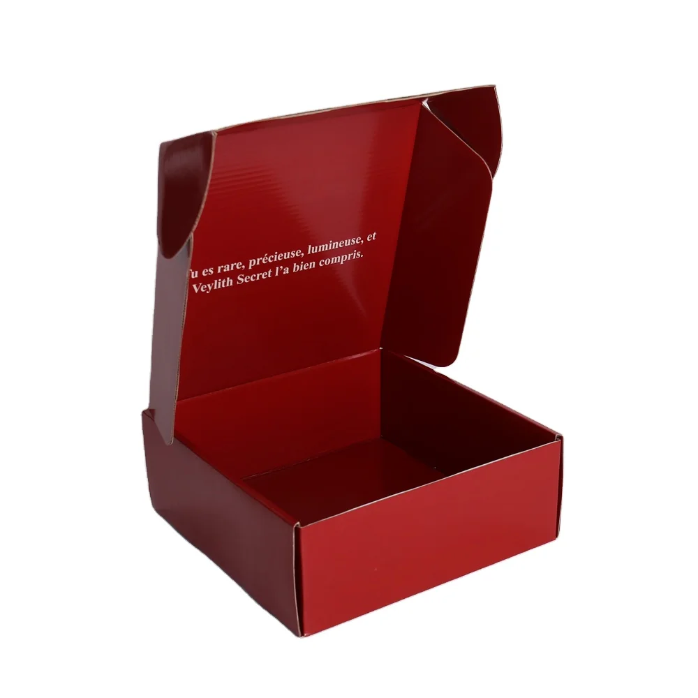 product customized red corrugated cardboard shipping box hot stamping fashion clothing paper packaging boxes for underwear-4