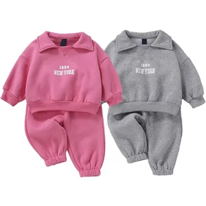 Fashion Casual Streetwear Winter Fall Custom Logo Kids Boy Girl Sweatsuit Set