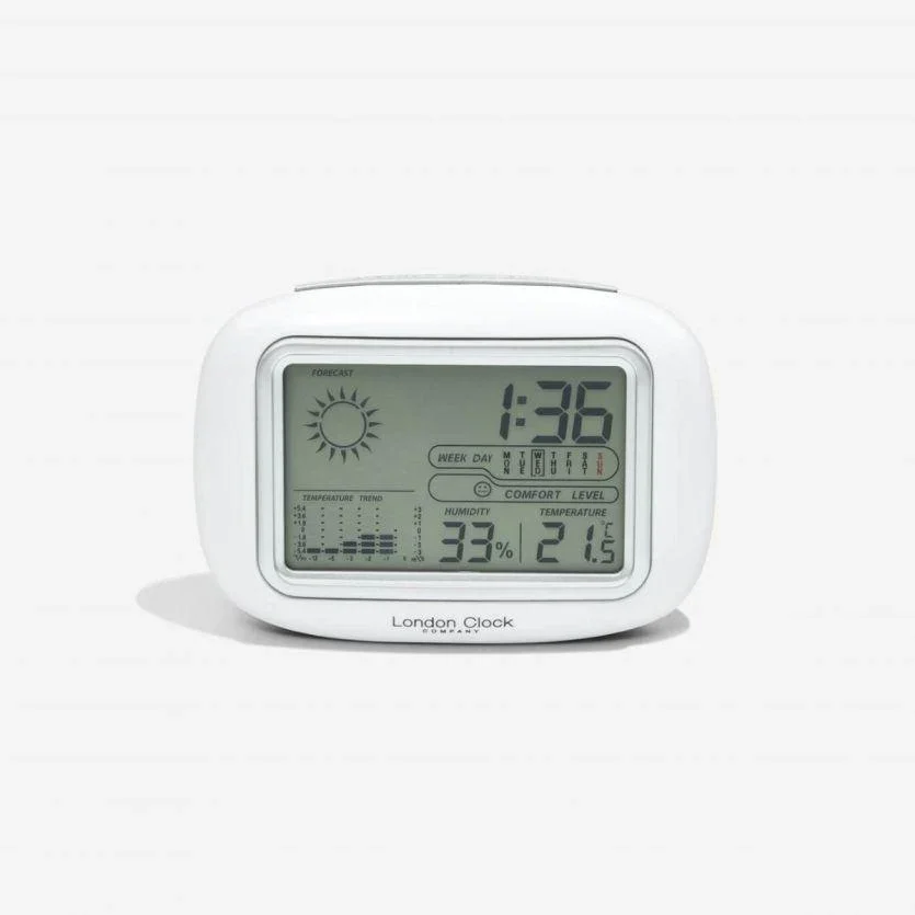 Led Digital Clock with Blue Backlight Multi Functional Digital Table Clock Weather Station Clock Time Date Calendar Temperature