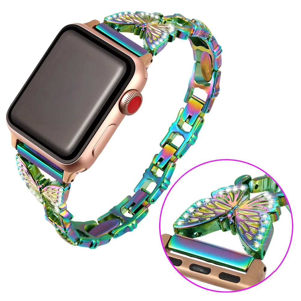 Tira De Mariposa Para Apple Reloj De Banda Serie 6 Iphone 5 4 Mujeres Dama  Correa Iwatch 40mm,42mm,38mm Mm 44mm Pulsera De Acero Inoxidable - Buy  Mariposa Correa Iwatch,Banda De Metal Para