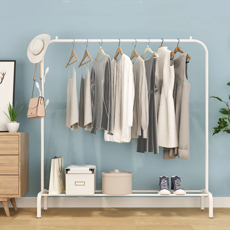 Portable Stainless Steel Hanging Rod Multi-Function Metal Cloth Rack Shoe Rack & Stand for Showroom Display