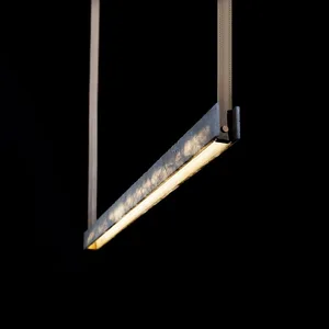 Italian-Style High-End Minimalist Pendant Lamp Modern Luxury Long Strip Lamp for Dining Table Island Bar Project Installation