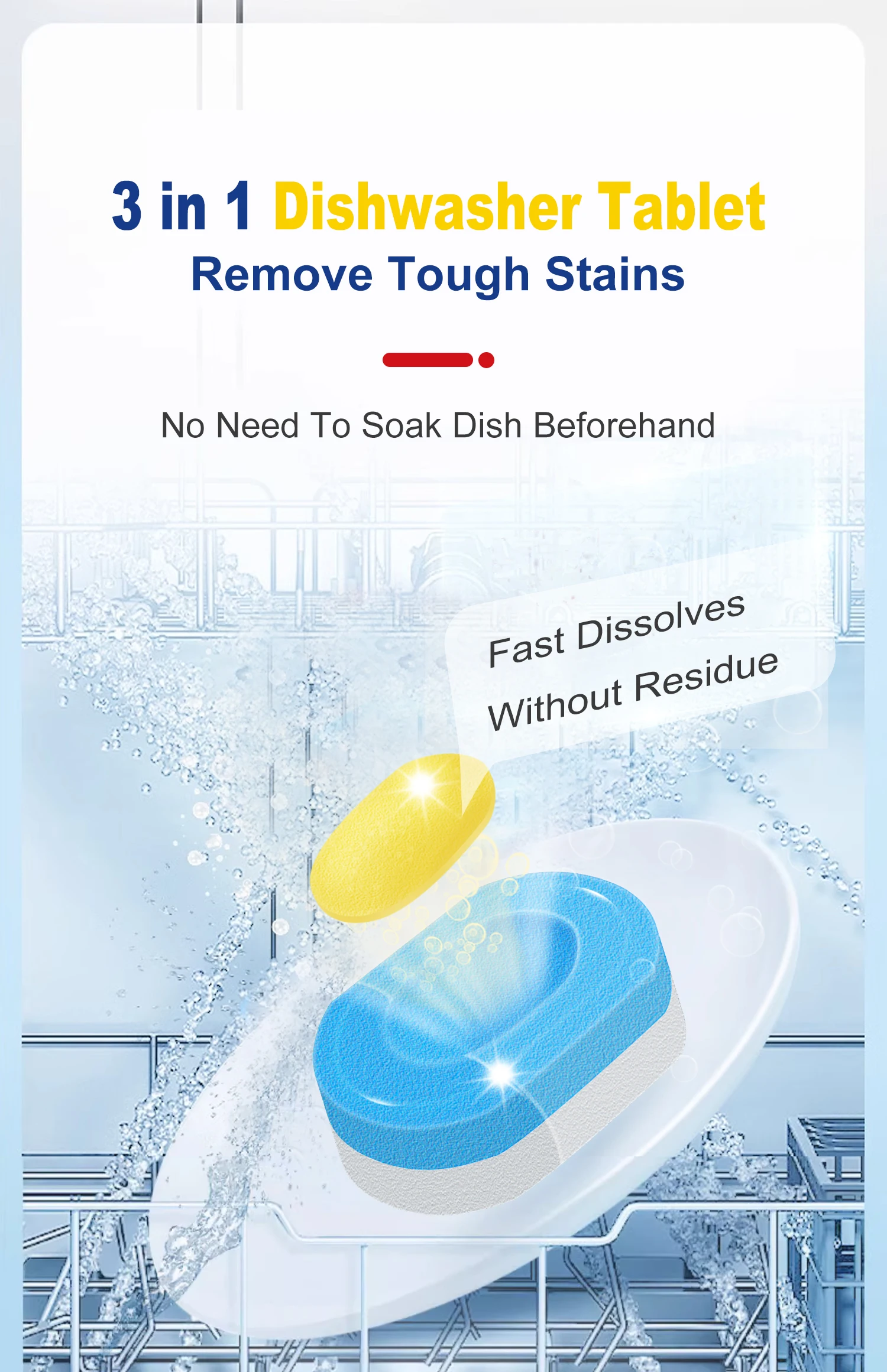 Fresh Scent Eco Friendly Dissolvable Film Dishwasher Tablets