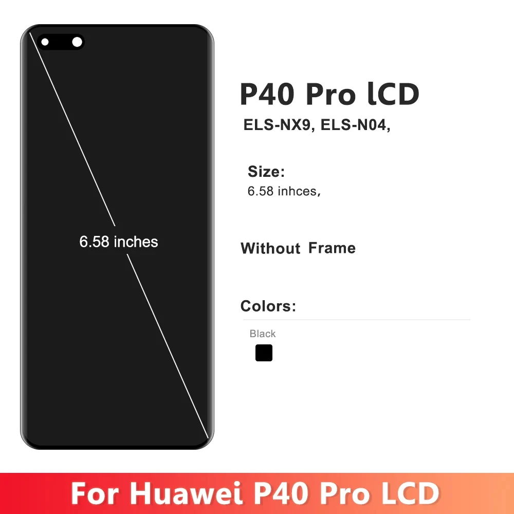 Écran LCD Pour Huawei P40 Pro – écran Tactile 6,58 Pouces Incell (noir, Sans Cadre), Compatible ELS-NX9 / ELS-N04