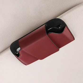 Universal PVC Leather Sunglasses Storage Box Car Visor Organizer Accessory Holder Eyeglasses Protector Case