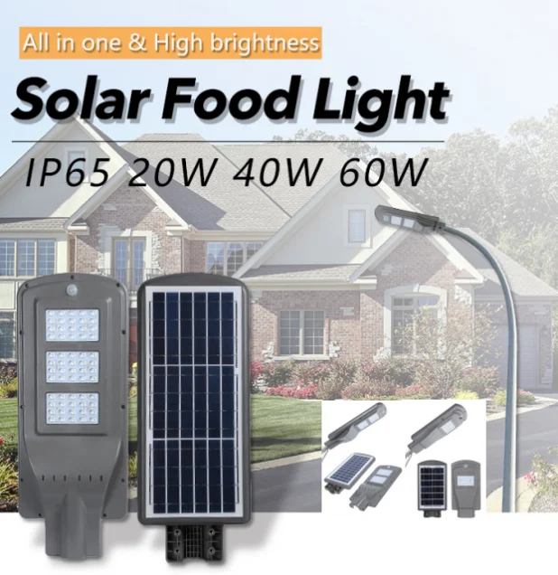 Super Brightness High Quality All In One 20w 40w 60w Outdoor Led Street Solar Light