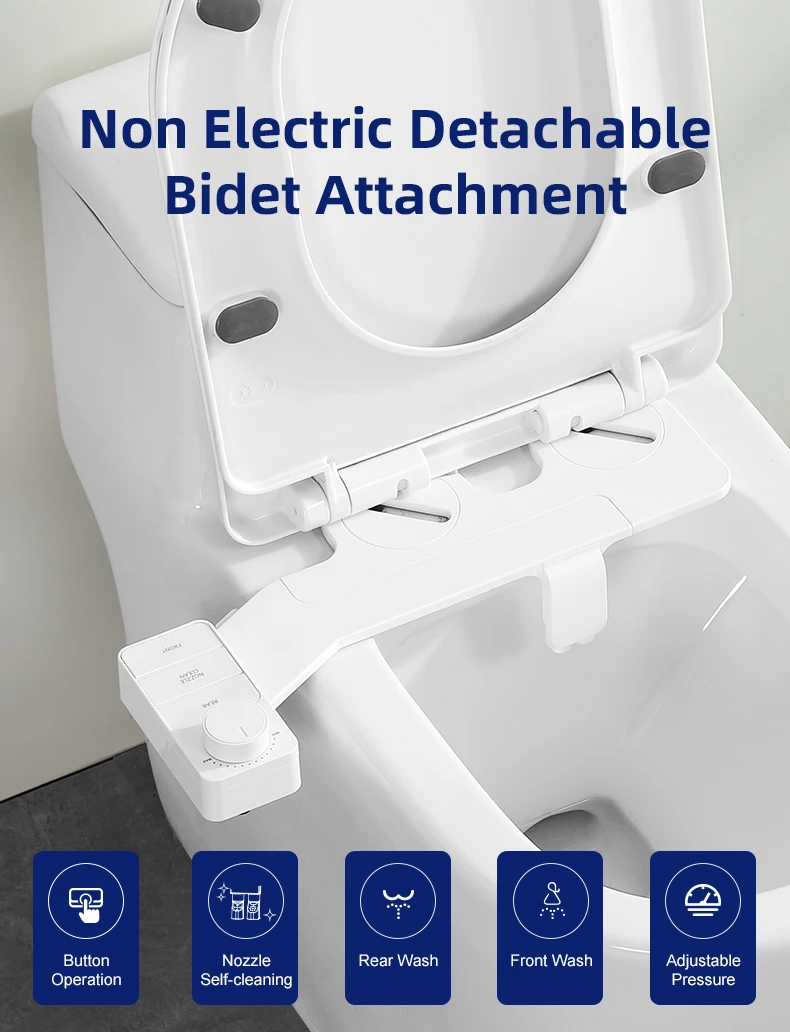 Non Electric Key Button Bidet Toilet Attachment Dual Nozzle Smart Toilet Bidet Shattaf Detachable Non Electric Bidet supplier