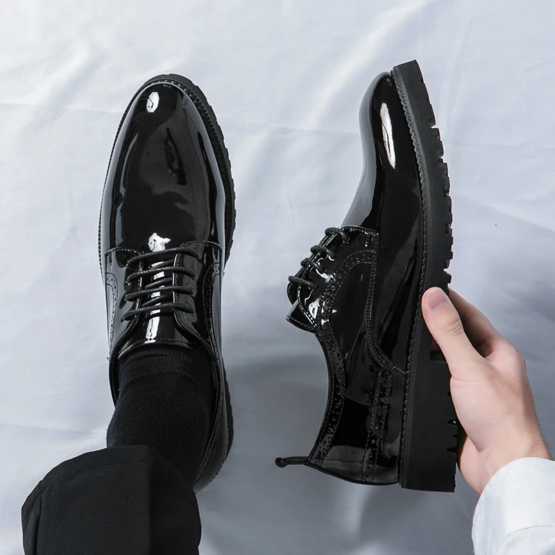 Scarpe Eleganti Uomo Oxford Punta Quadrata In Microfibra, Comode Per Matrimoni E Ufficio, Taglie US6-11.5