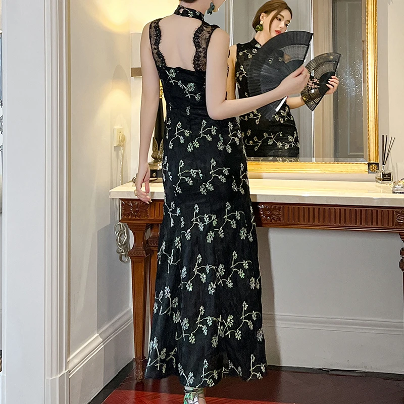 slim fit dress slacks Black Flare Plain Chic Classy One Piece Dress – Sassymyprom main image 0