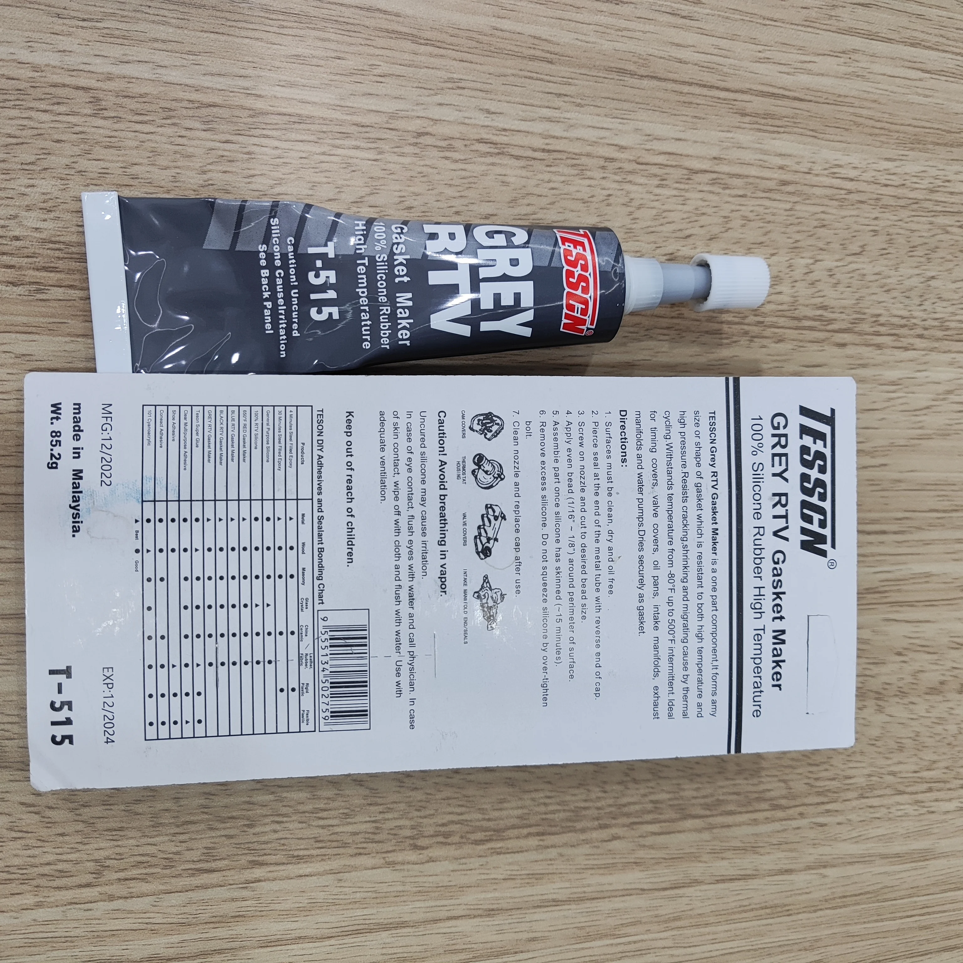 2-Pack VISBELLA RTV Grey Silicone Gasket Maker - High Temp, Oil & Water Resistant (85g Each)