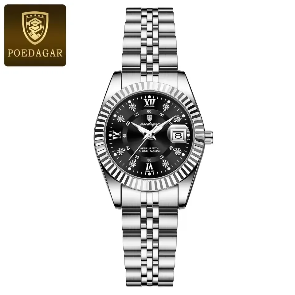 POEDAGAR Luxury Elegant Watch for Women Waterproof Luminous Calendar Ladies Watch Stainl aperçu 7