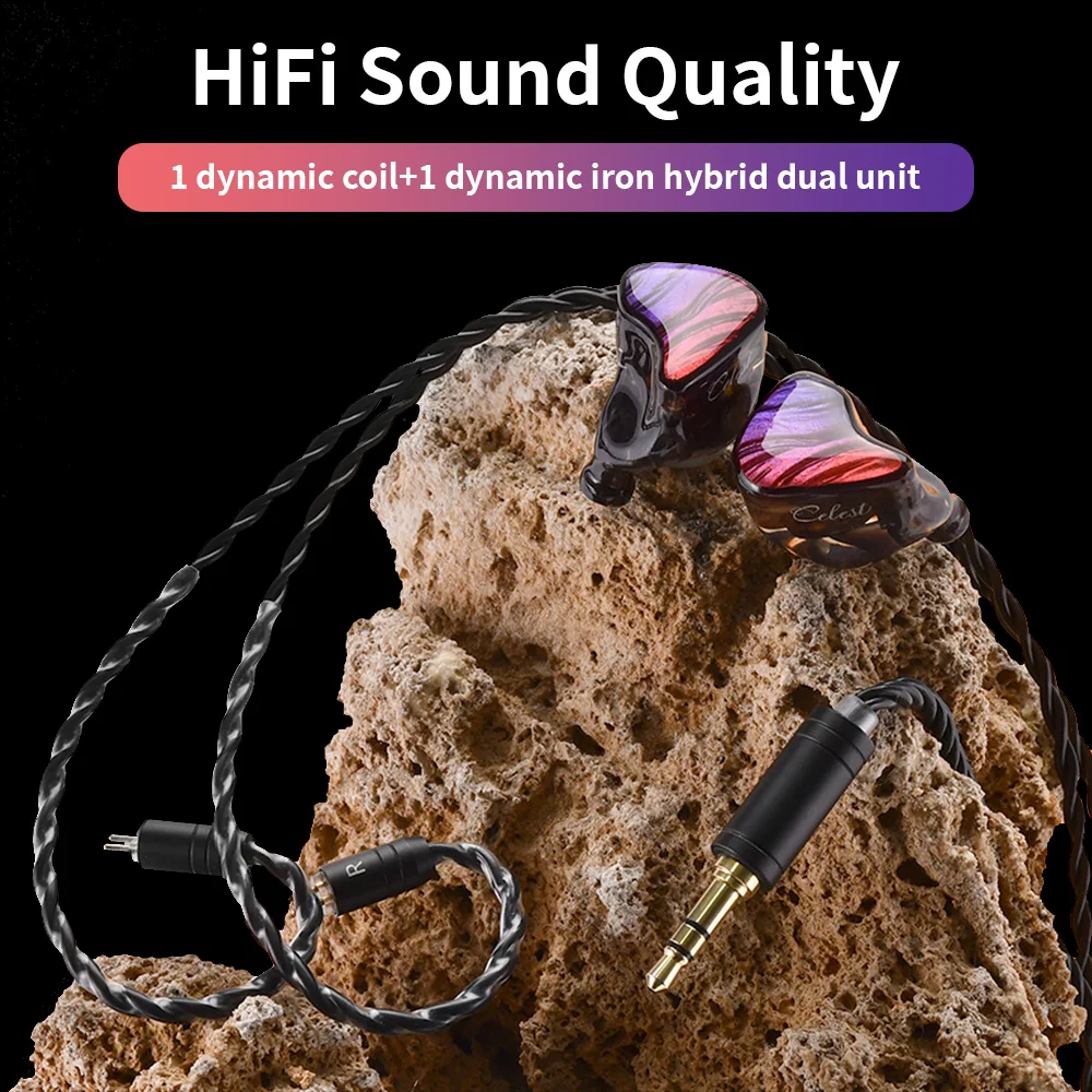 Celest Type-C Wired Headphones With Mic 1 Dynamic Driver 1 Balanced Armature Deep Bass Headphones for Student