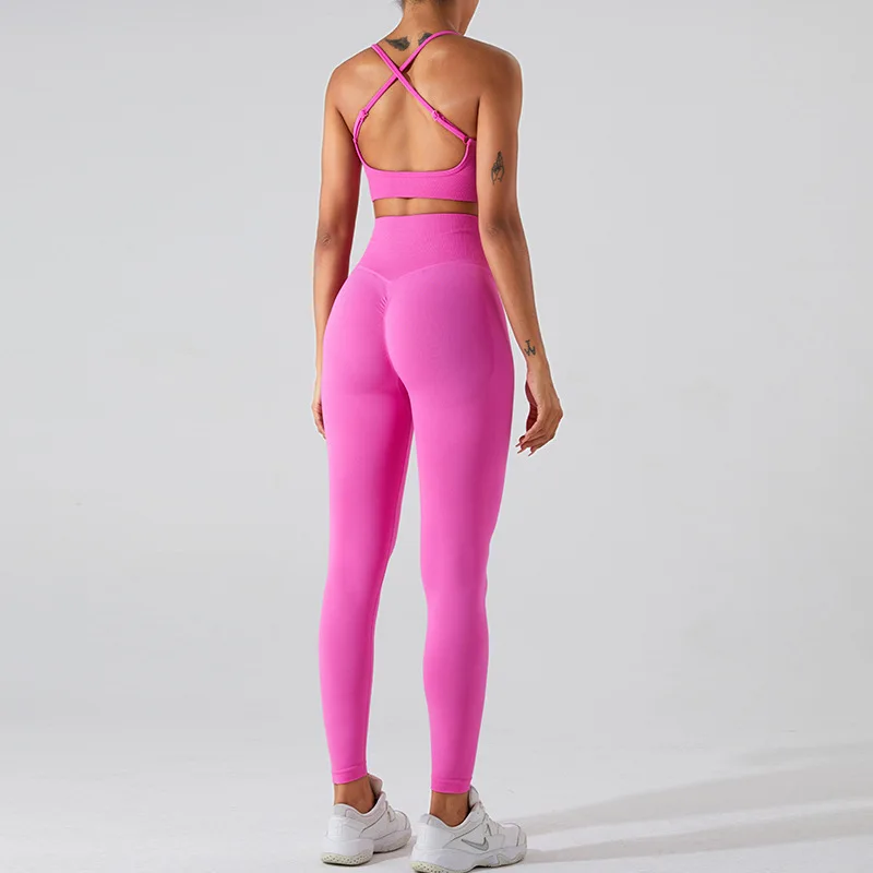 Border Seamless Solid Sports Yoga Set Quick-Dry Barely-There Sports Bra High-Waist Tummy preview