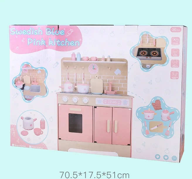 2021 счастливая деревянная кухонная мебель, игрушки для готовки, большой кухонный набор, игрушки для девочек, ролевые игры