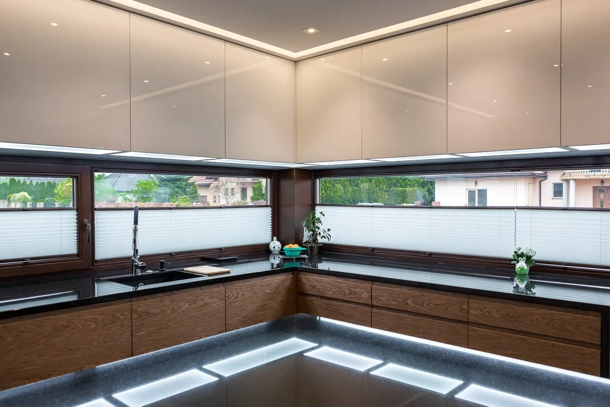 America Cherry Wood Veener High Gloss Matte Black Wood Kitchen Cabinet