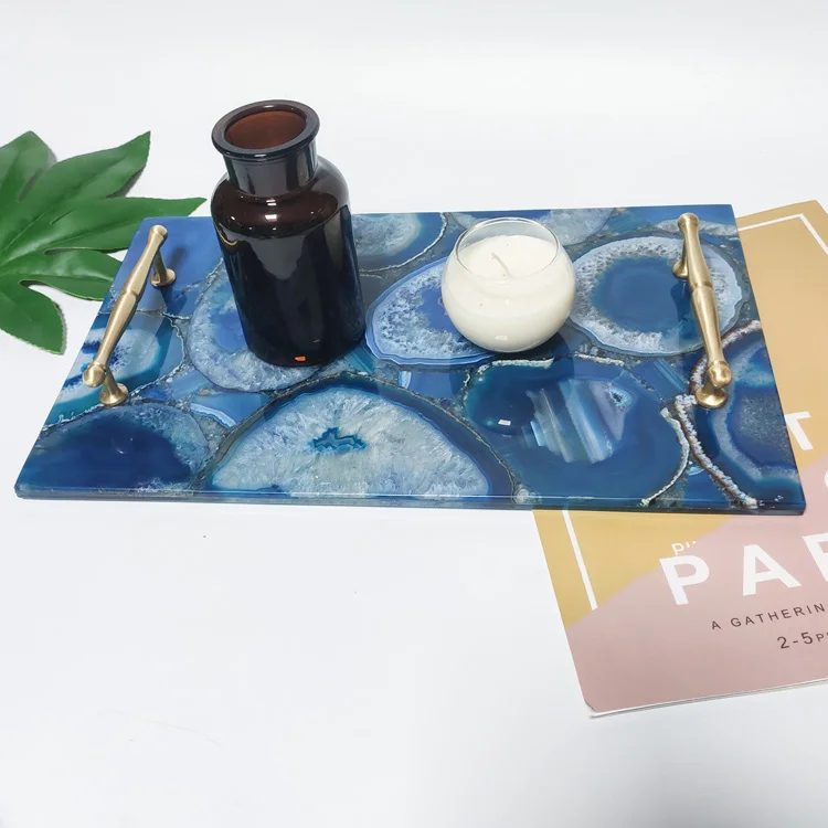 Luxury Brass Handle Agate Tray Gemstone Decorative Trays Buy Luxury
