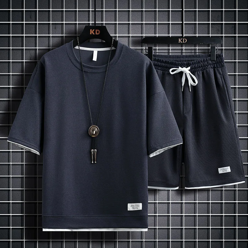 Summer Athletic Suits Casual Sports Wears 2 Piece Tracksuit Set for Men915_voghion.com