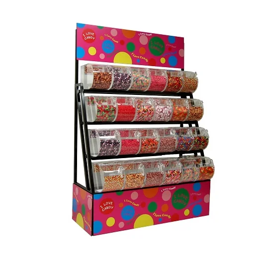 Grocery Store Candy And Nuts Bin Display Rack Free Standing Metal Candy