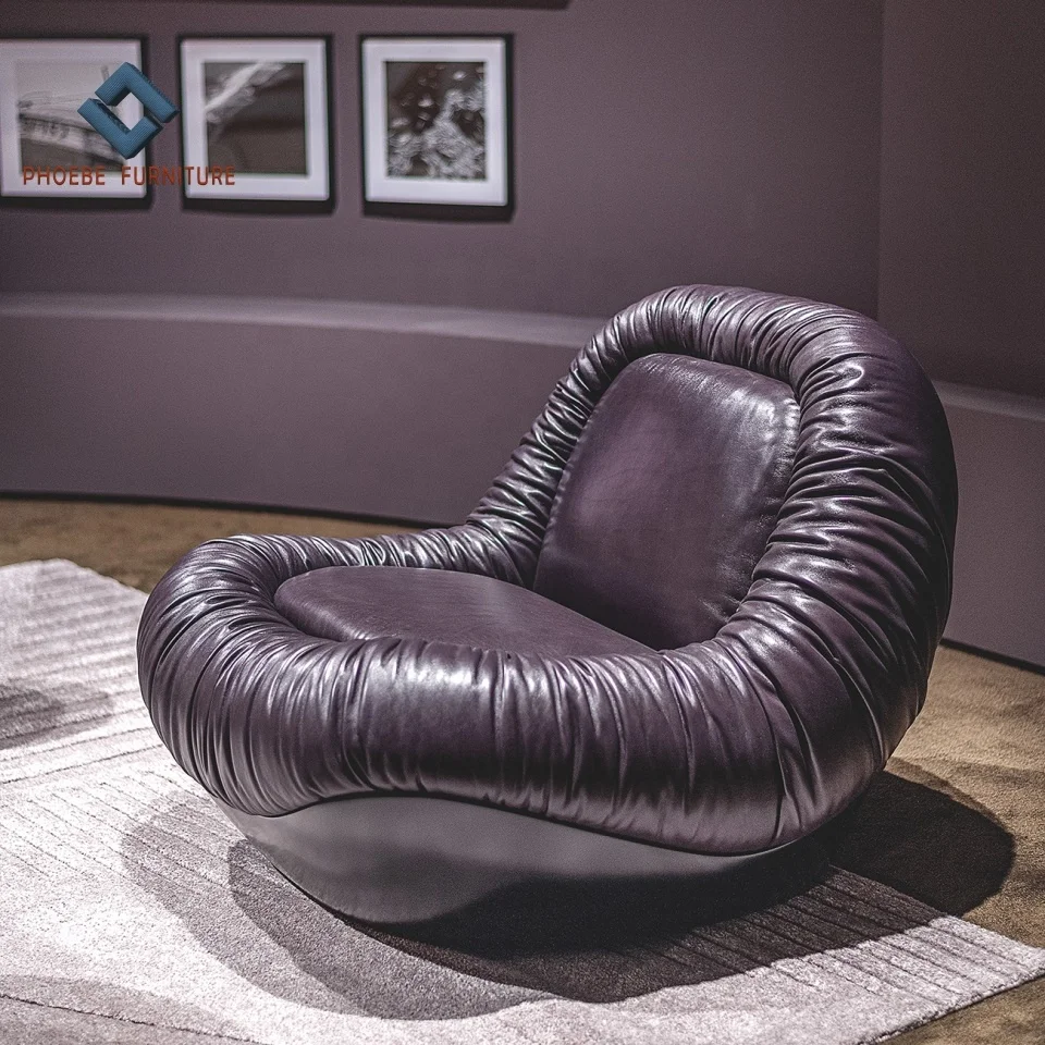 Italy Super Comfort Swivel Cradle Design Genuine Leather Sofa