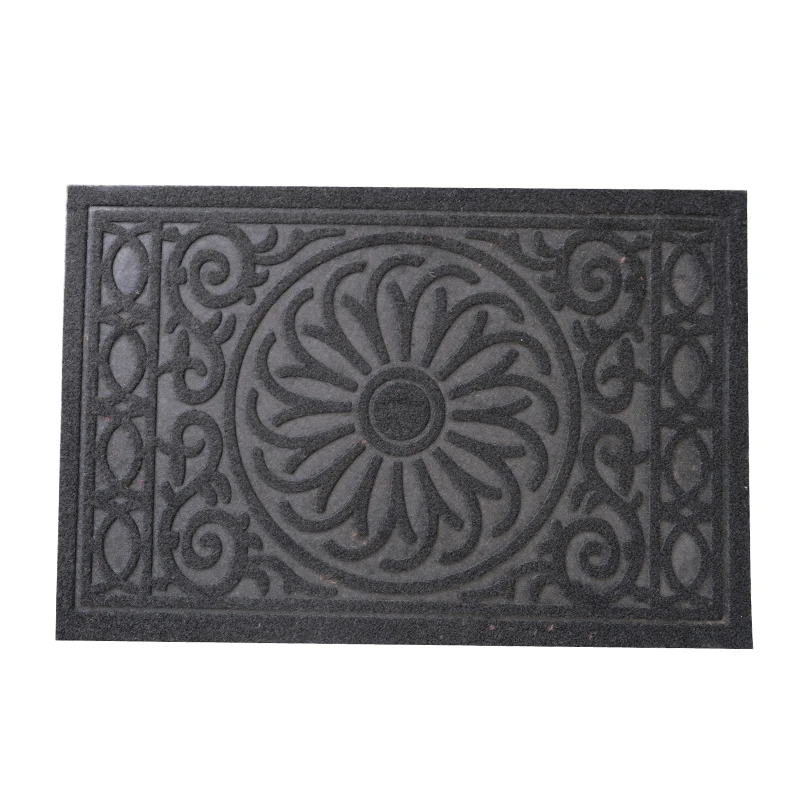 PVC backing velour embossed polyester door mats supplier