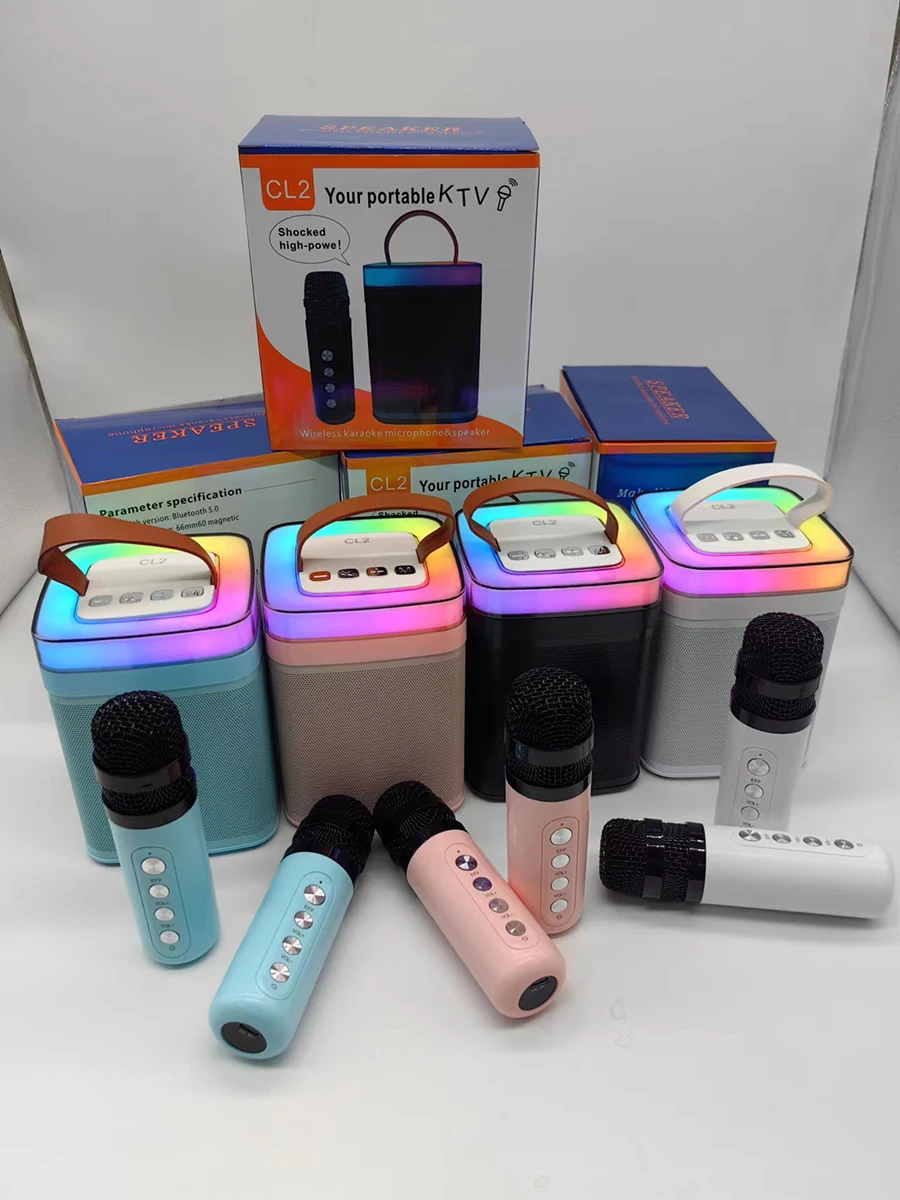 Professional Speaker CL2 RGB Handheld Microphone Sound System Karaoke Speaker with Mic and bluetooth