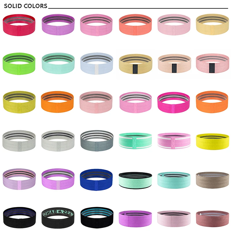 LADYGLOW Resistance Band for Working Out Custom Logo Print 3 Cotton Fabric Hip Booty Bands Set Fitness Fabric Resistance Band