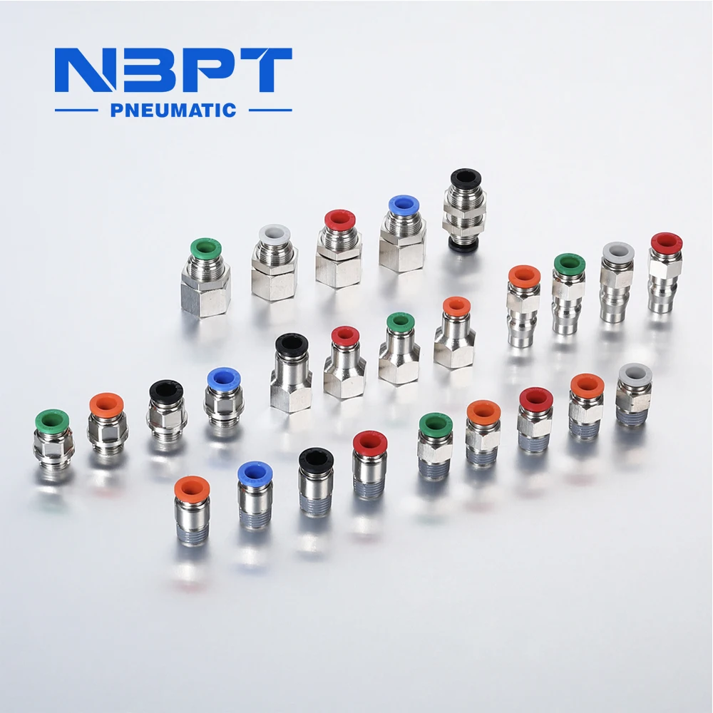 PBF Female Threaded 3 Way Tee Shape Brass Air Water Tube Fitting One Touch Push in Casting Technics Model Number Head