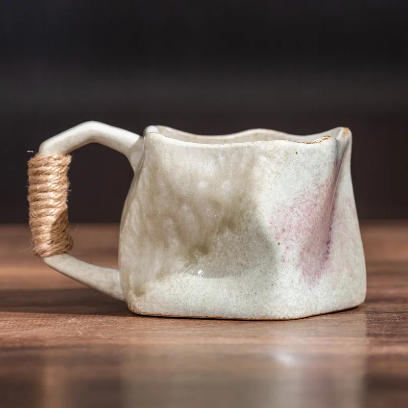 product retro ceramic coffee mug handmade irregular design unique coarse texture cup for home office party gift occasions-7