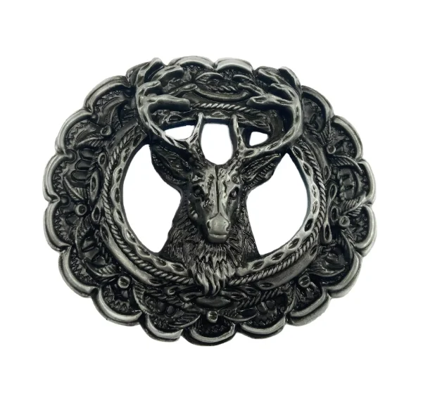 Hot Selling Retro Casual Animal Sika Deer Design Belt Buckle Zinc Alloy Western Reindeer Belt Buckle for Christmas Gift